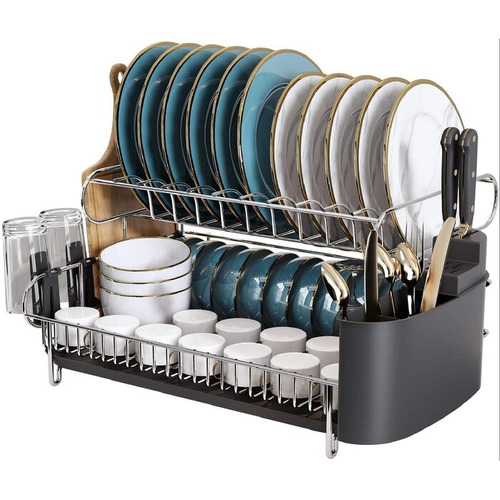 2 tier stainless steel dish rack by home basic